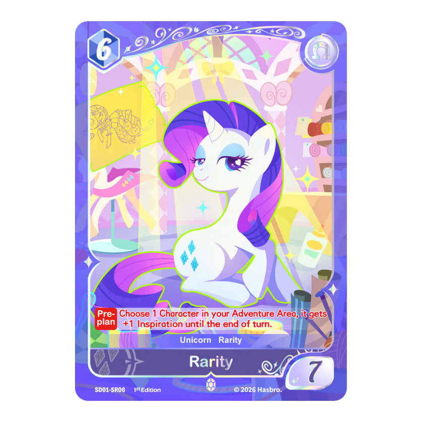My Little Pony TCG Silver Rare full-art card from the SD01-SR set of 6, Mane 6