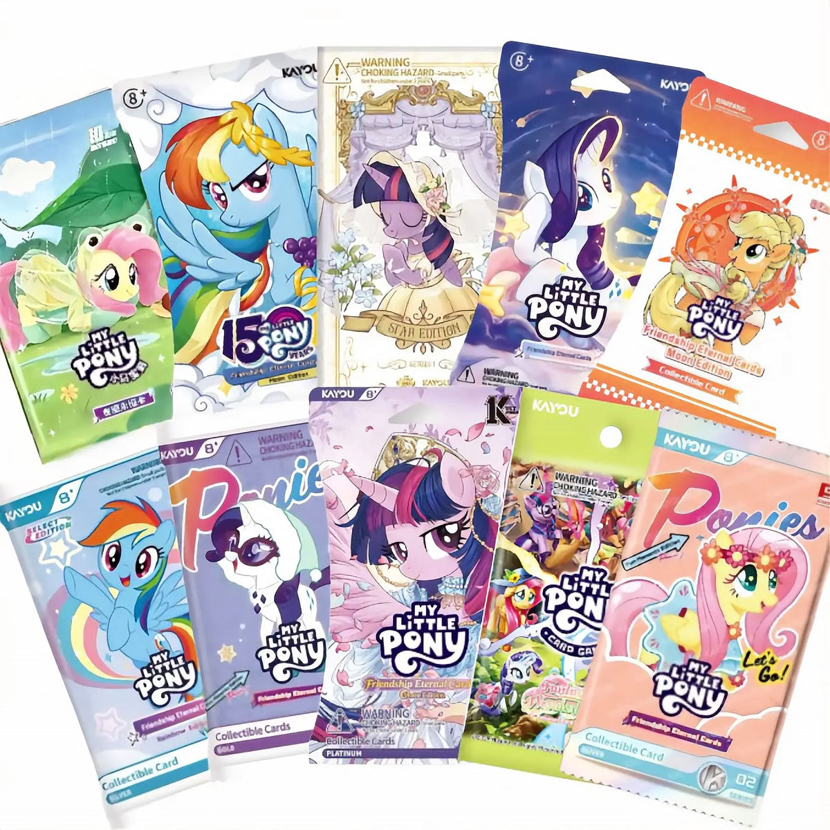 My Little Pony assorted Kayou booster pack bundle, 10 sealed packs from mixed sets and editions
