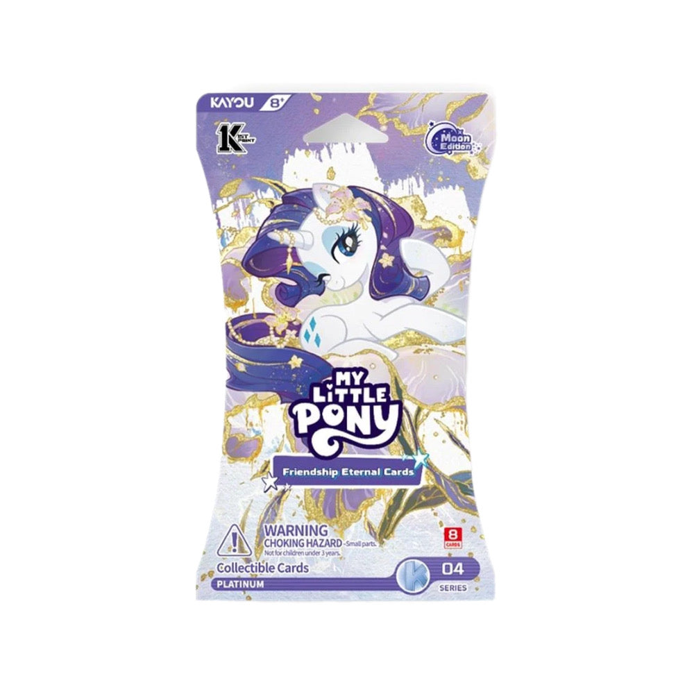 My Little Pony Friendship Eternal Moon Edition NA04 Platinum blister pack featuring Rarity, 8 cards