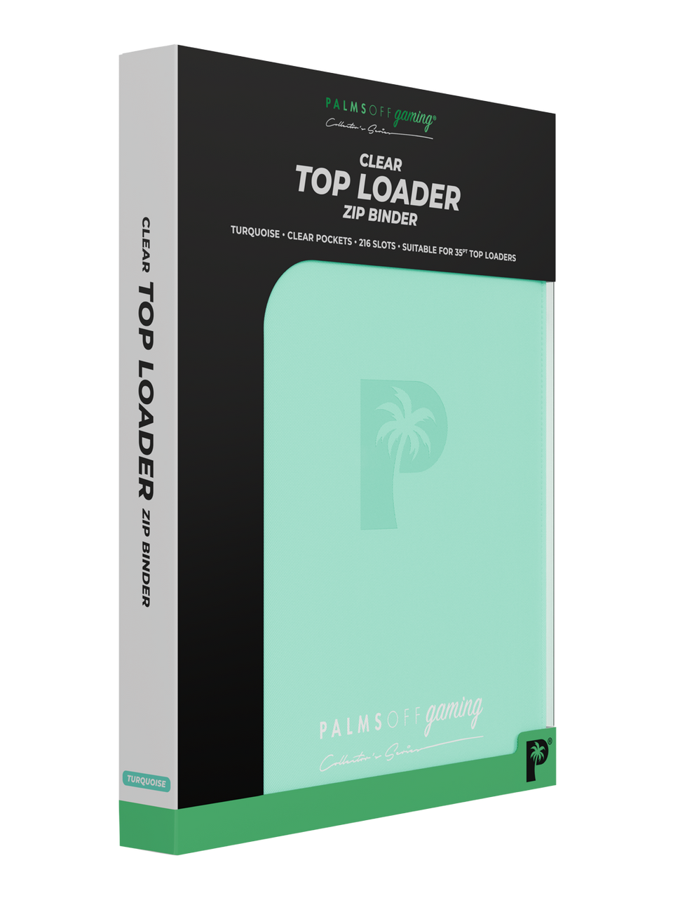 Palms Off Gaming 9-pocket top loader zip binder in teal