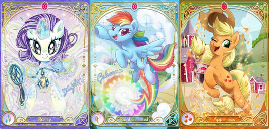 My Little Pony Fantasy Wonderland BP01 top chase cards: Shining Ruby, Colorful and Gold Rare Kayou cards