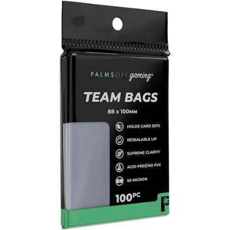 Team Bags 100 Per Pack - Acid Free PVC Free Resealable Card Storage Bags - Collectable Cartel