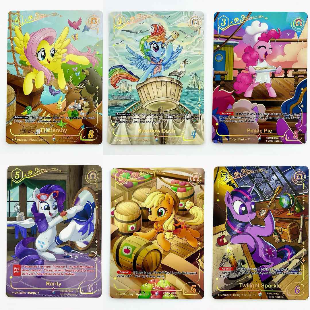 My Little Pony: Discord TCG — Complete Shining Colorful Rare Promo Set of 6 (※BP02-CR01–CR06)