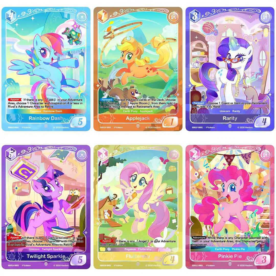 My Little Pony TCG — Complete Silver Rare Set of 6 (SD01A–F SR01)