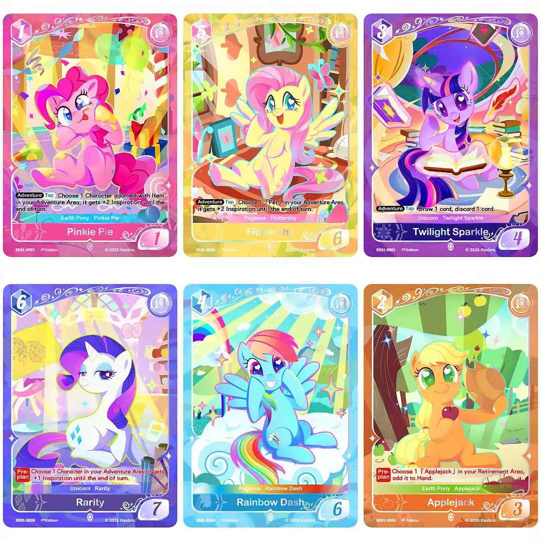 My Little Pony TCG — Complete Silver Rare Set of 6 (SD01-SR01–SR06)