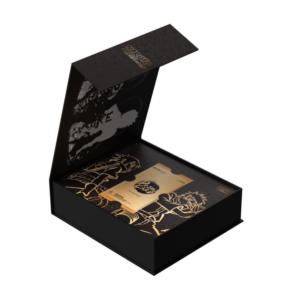 Kayou Naruto Ninja Age Premium Collector Box open, showing promo card and booster packs