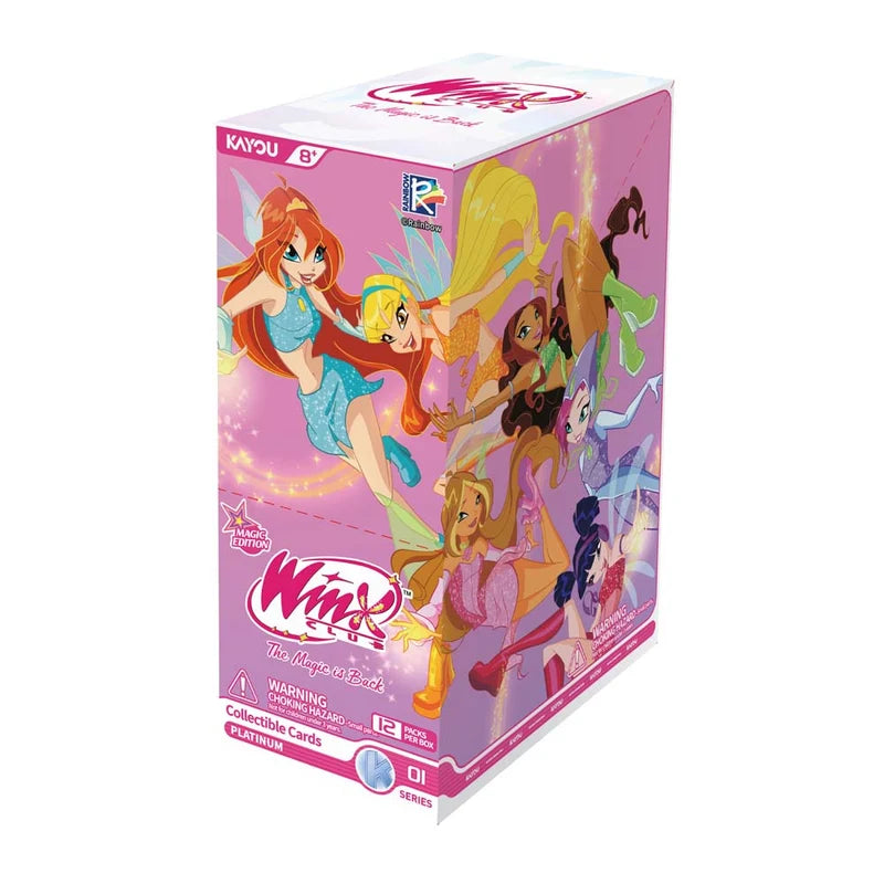 Kayou Winx Club Fairy Diary Magic Edition Platinum booster box featuring Bloom, Stella and the Winx