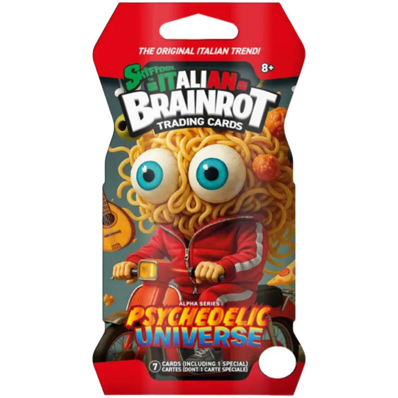 Skifidol Italian Brainrot trading cards Alpha Series Psychedelic Universe blister pack, 7 cards