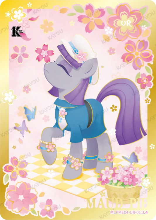 Maud Pie UR card MLPME04-UR-011L4, My Little Pony Kayou 1st Print single: Maud Pie in a cap and uniform among cherry blossoms