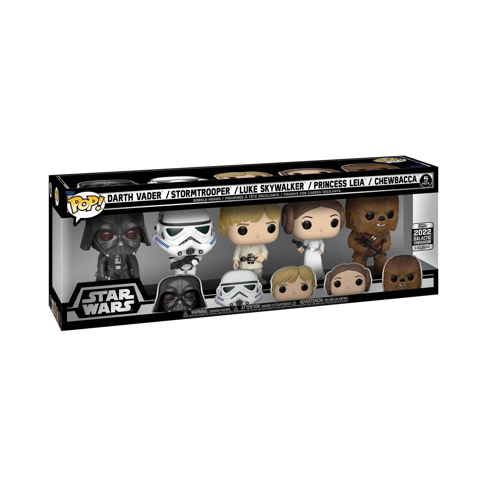 Star Wars: Darth Vader, Stormtrooper, Chewbacca, Princess Leia & Luke Skywalker 2022 Galactic Convention Exclusive Funko POP! Vinyl 5-Pack - Collectable Cartel