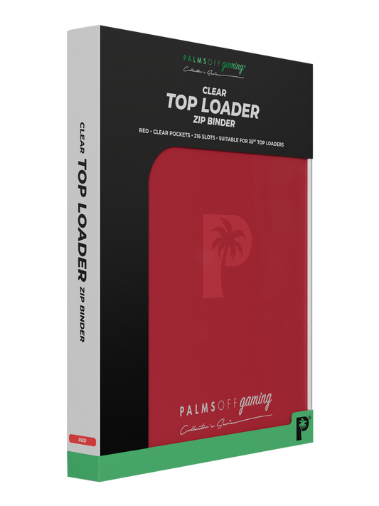 Palms Off Gaming 9-pocket top loader zip binder in red