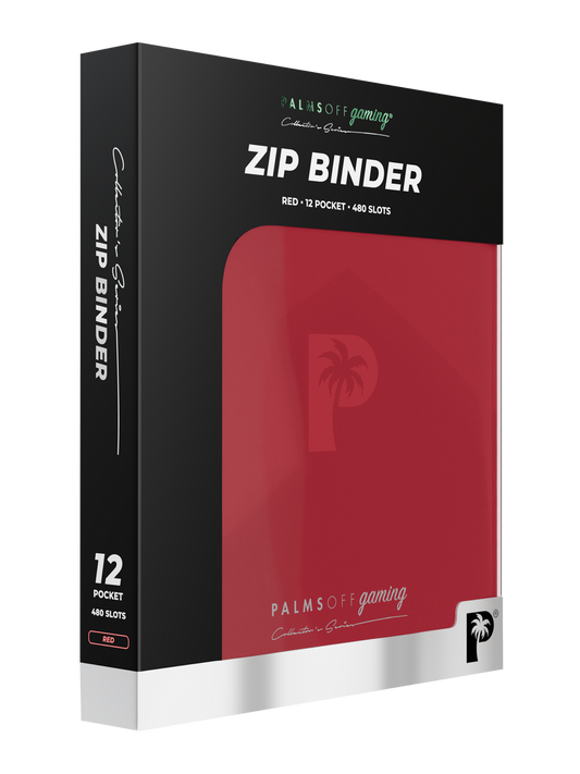 Palms Off Gaming 12-pocket zip binder in red