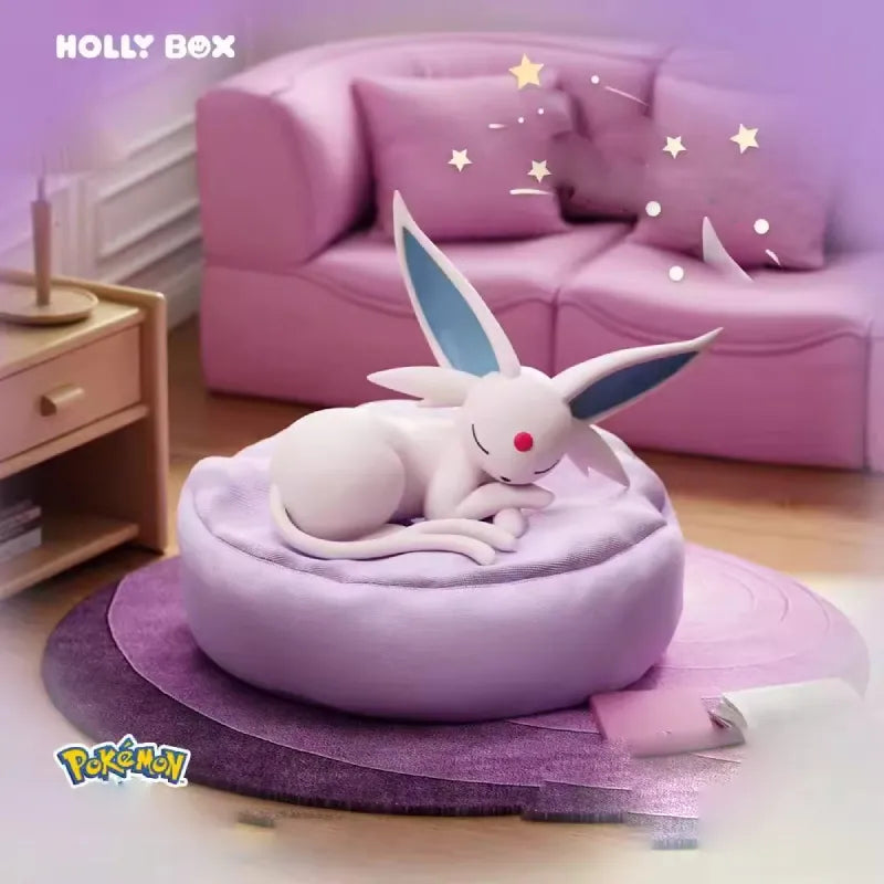 Pokémon Eevee Sleeping Pose series – Espeon figure asleep on lilac cushion, Holly Box