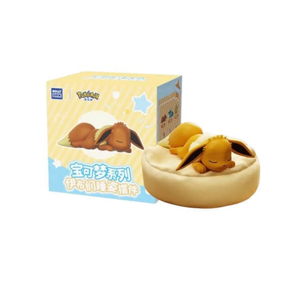 Holly Box Pokémon sleeping figure – Eevee asleep on its cushion bed with blind box