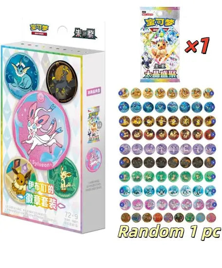 Eeveelutions badge set contents: one CSV9.5C booster pack and one random pin from the 81 badge designs