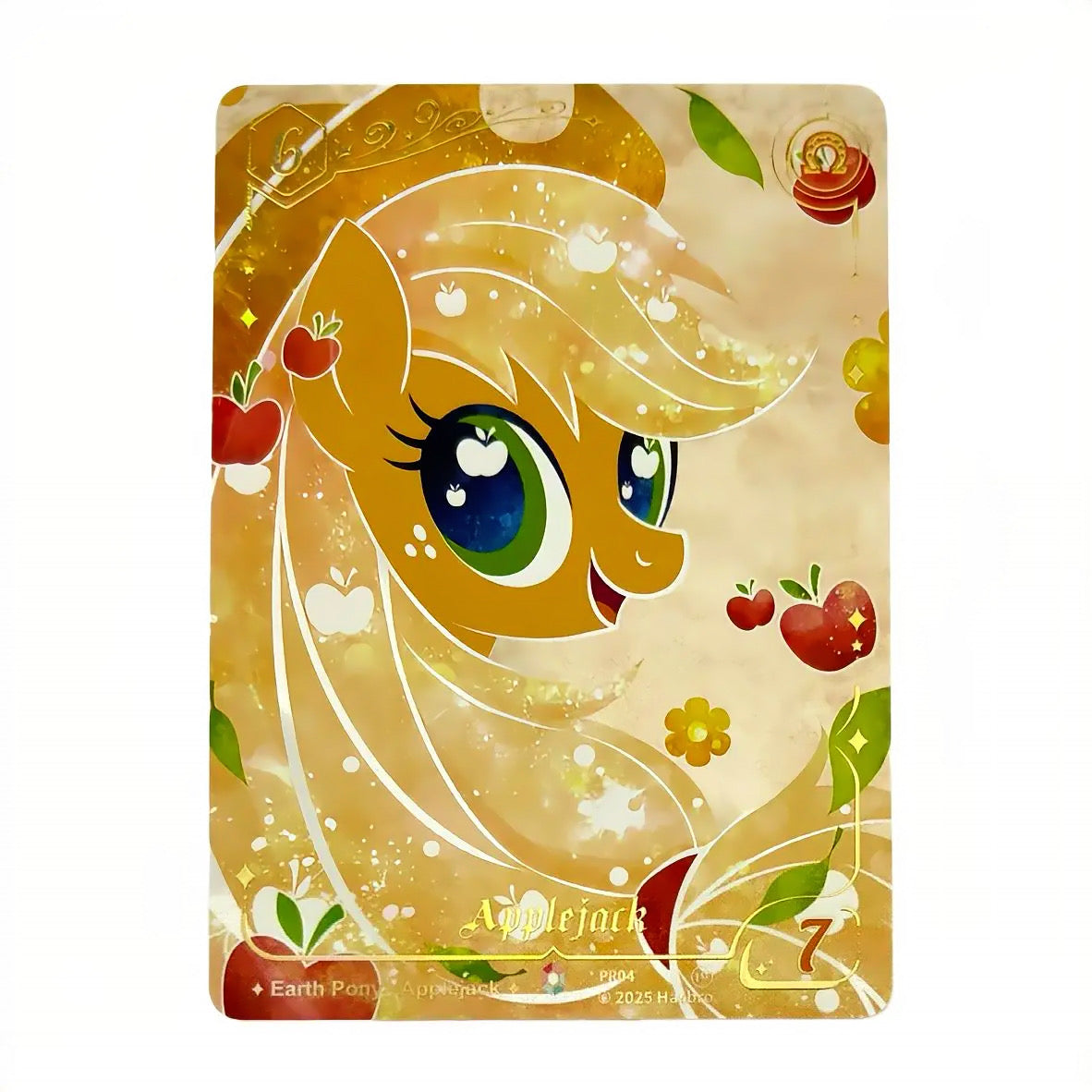 My Little Pony Fantasy Wonderland TCG Applejack promo card PR04 — earth pony with golden apples and blossoms