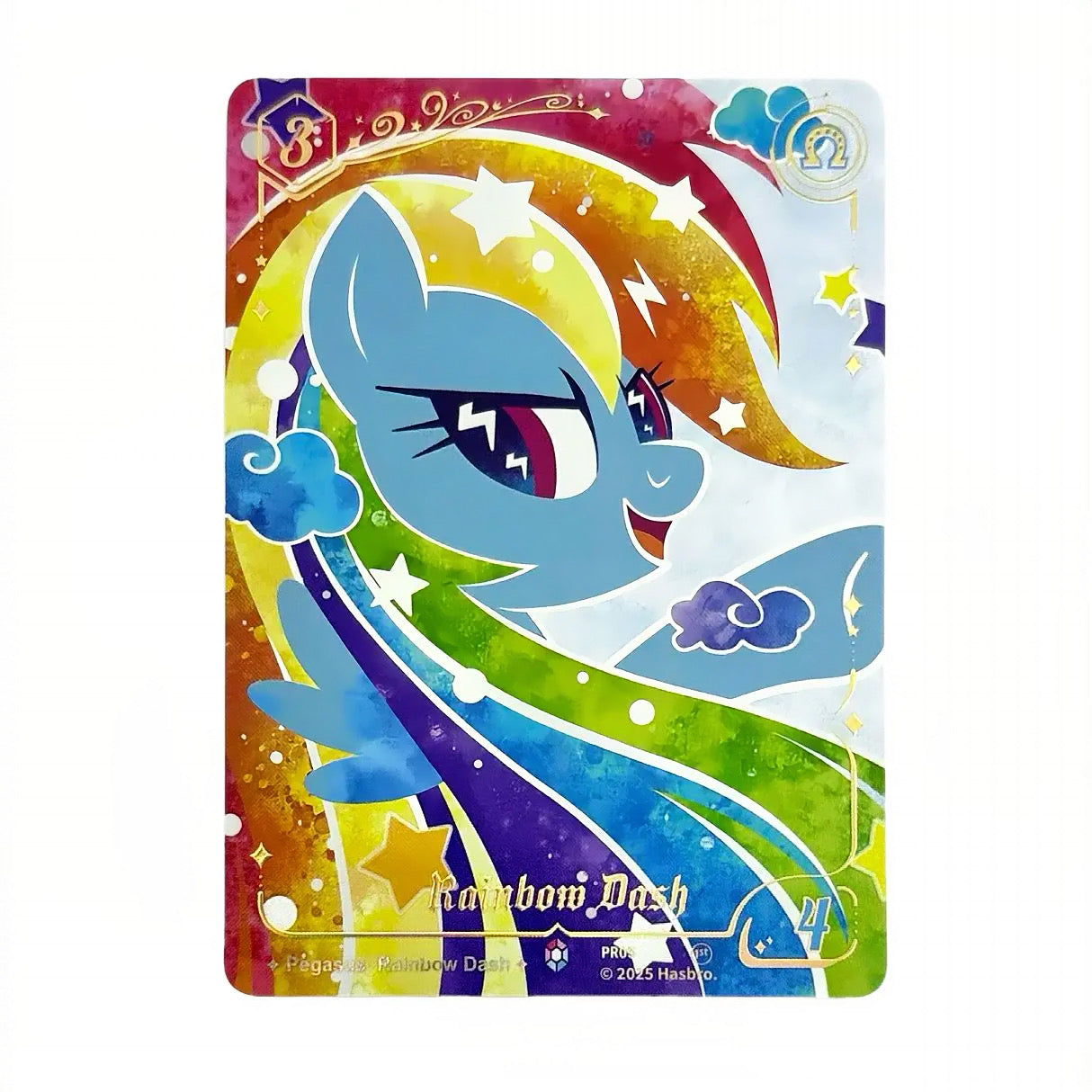 My Little Pony Fantasy Wonderland TCG Rainbow Dash promo card PR05 — pegasus with rainbow streaks and clouds