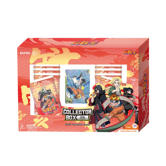 KAYOU Naruto Earth Scroll 002A Collector Box, English US edition, with 10 packs and a PR card featuring Naruto, Sasuke, Itachi and Tsunade