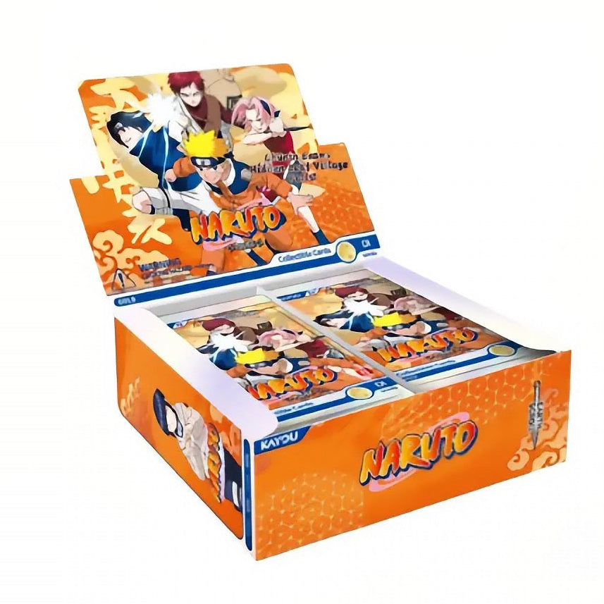 KAYOU Naruto Earth Scroll Series 1 Gold Booster Box, English edition, 20 packs featuring Naruto, Sasuke, Sakura and Gaara