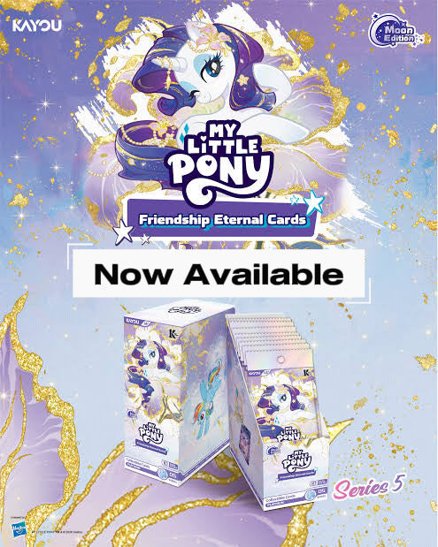 My Little Pony Moon Edition Series 5 SEA booster box and pack display by KAYOU, featuring Rarity on Friendship Eternal Cards artwork