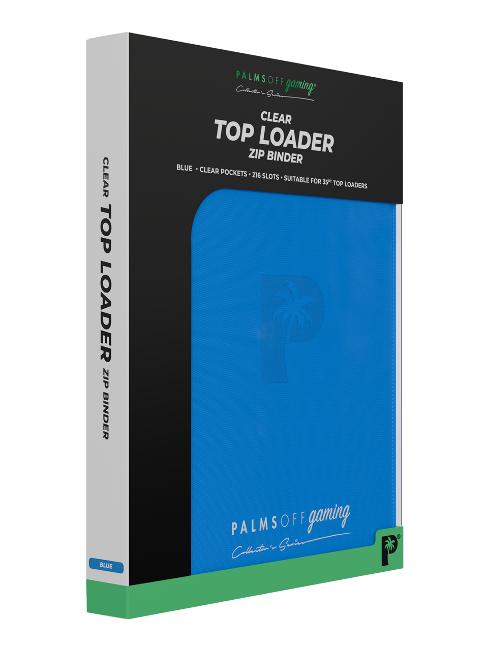 Palms Off Gaming 9-pocket top loader zip binder in blue