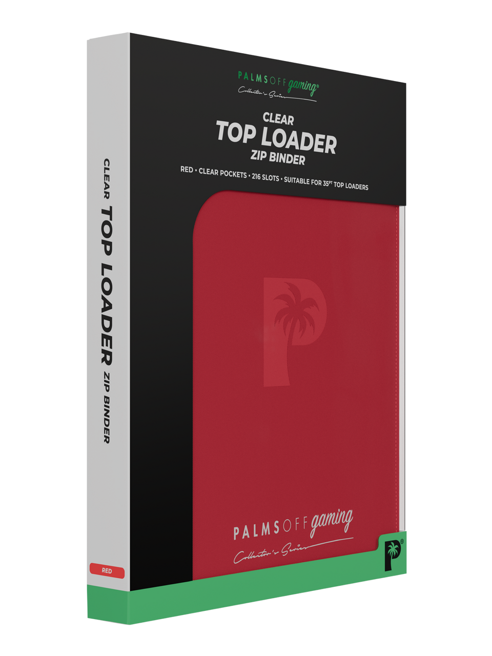 Palms Off Gaming 9-pocket top loader zip binder in red
