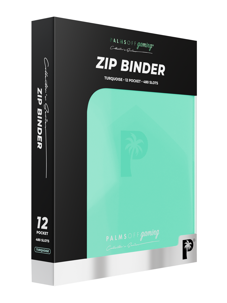 Palms Off Gaming 12-pocket zip binder in teal